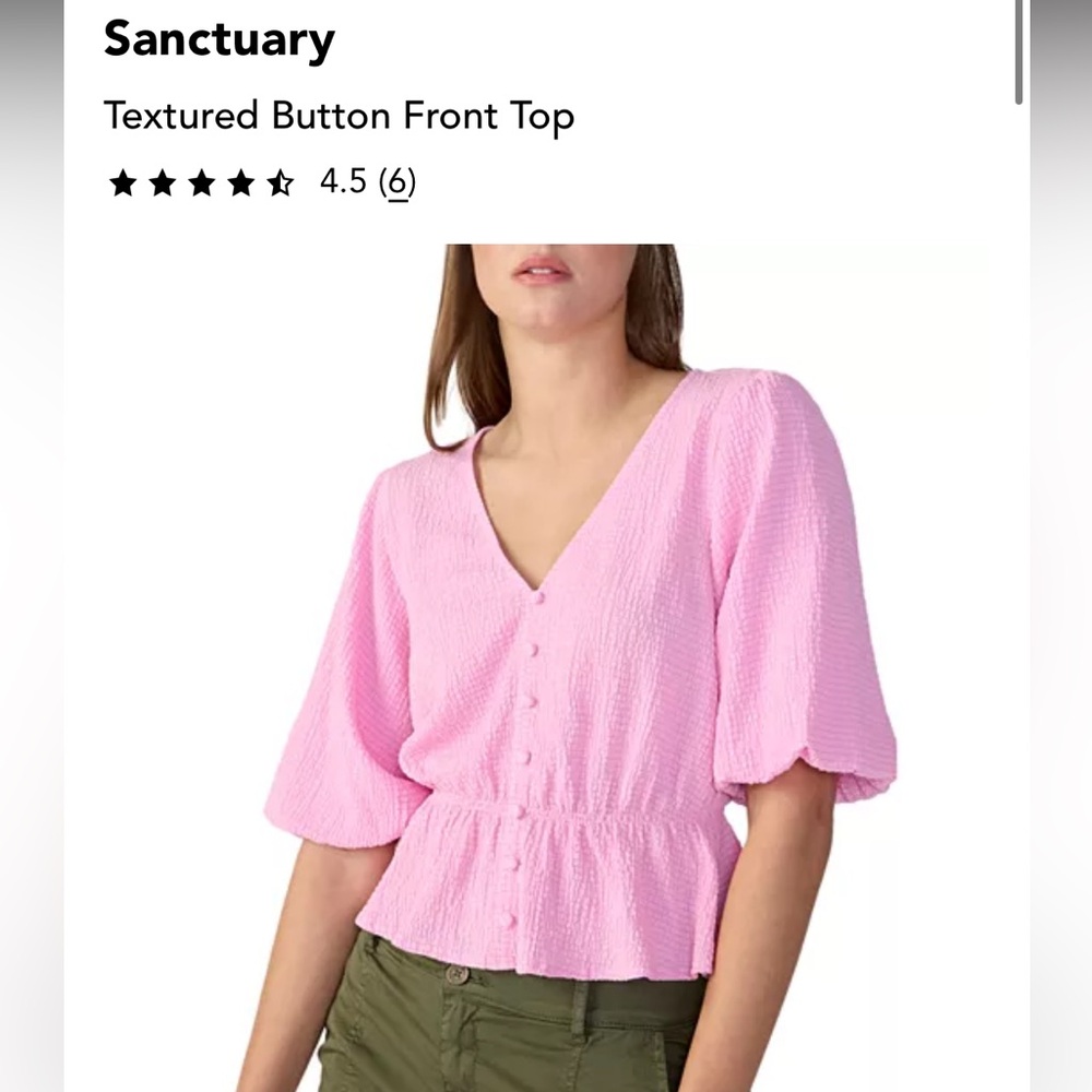 Sanctuary Textured Button Front Top Size XS
